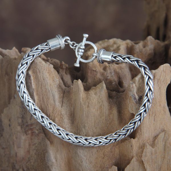 Balinese Python Men s Sterling Silver Chain Bracelet from Indonesia Supply