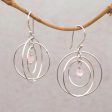 Atoms Rose Quartz and Sterling Silver Dangle Earrings from Bali Online now