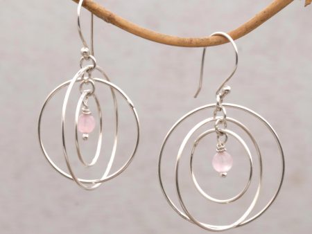 Atoms Rose Quartz and Sterling Silver Dangle Earrings from Bali Online now