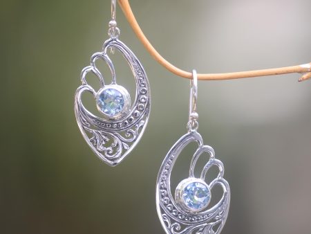 Blue Wings Handmade Blue Topaz and Sterling Silver Dangle Earrings Cheap