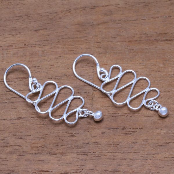 Bali Current Wavy Sterling Silver Dangle Earrings Crafted in Bali Online Hot Sale