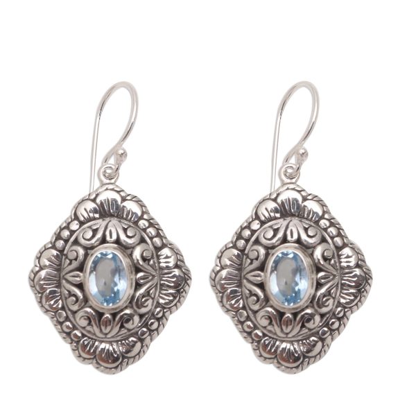 Bali Oval Oval Blue Topaz Dangle Earrings from Bali Fashion