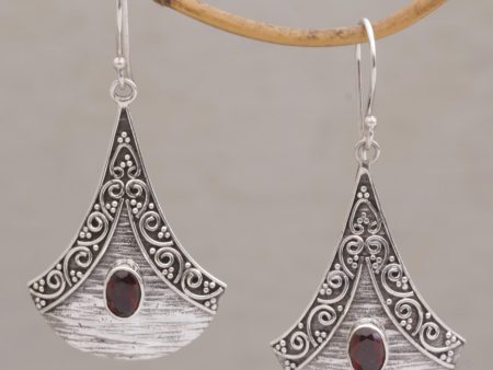 Blade Falling Garnet and Sterling Silver Dangle Earrings from Bali Online Hot Sale