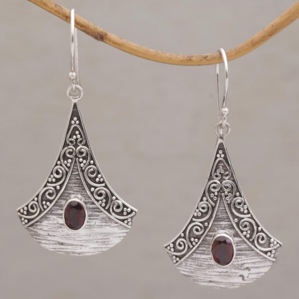 Blade Falling Garnet and Sterling Silver Dangle Earrings from Bali Online Hot Sale