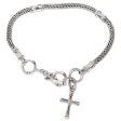 Bamboo Spiritual Hand Crafted Sterling Silver Cross Charm Bracelet from Bali Cheap