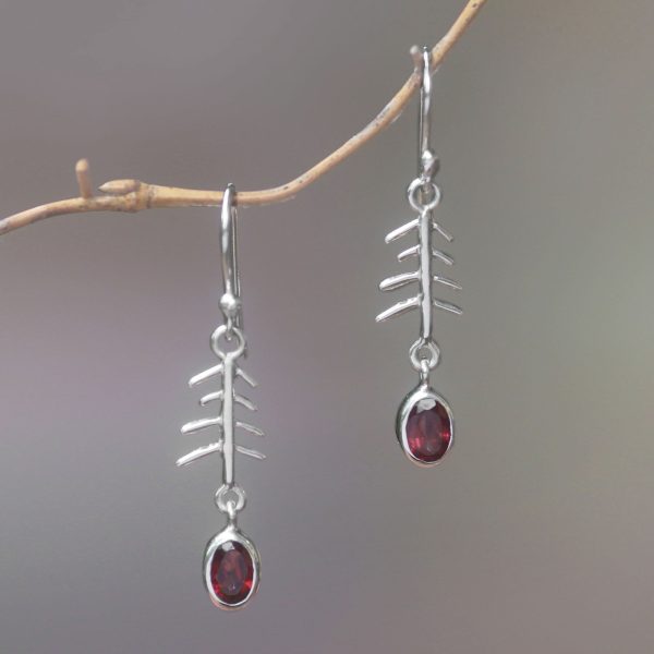 Winter Branches Garnet and Sterling Silver Winter Branches Dangle Earrings Online