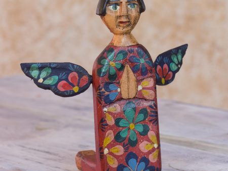 Angel of Vitality II Kneeling Angel Artisan Crafted Wood Sculpture Statuette Online