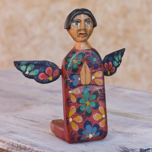 Angel of Vitality II Kneeling Angel Artisan Crafted Wood Sculpture Statuette Online