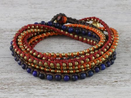 Bohemian Bells Boho Lapis Lazuli Beaded Wrap Bracelet from Thailand Online now