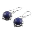 Alluring Speckles Lapis Lazuli and Sterling Silver Dangle Earrings from India For Cheap