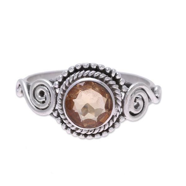 Assam Allure Spiral Motif Citrine Cocktail Ring from India Discount