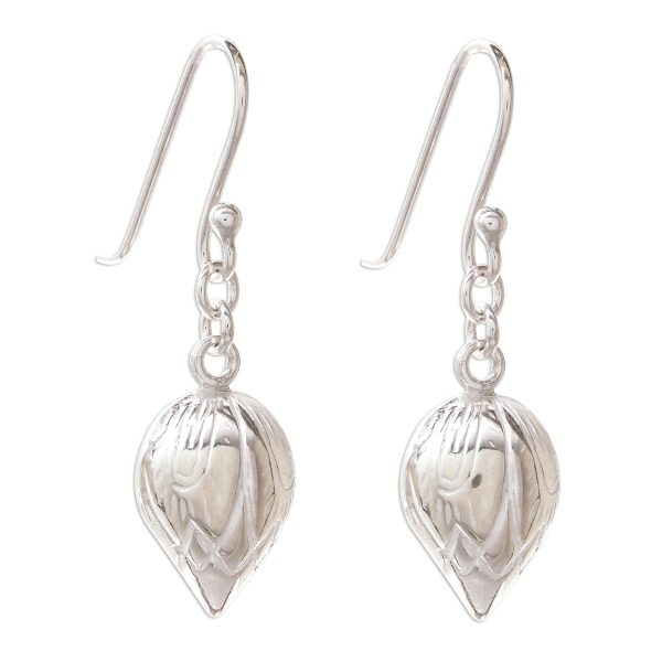 Adorable Lotus Lotus Bud Sterling Silver Dangle Earrings from Thailand Cheap