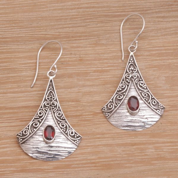 Blade Falling Garnet and Sterling Silver Dangle Earrings from Bali Online Hot Sale