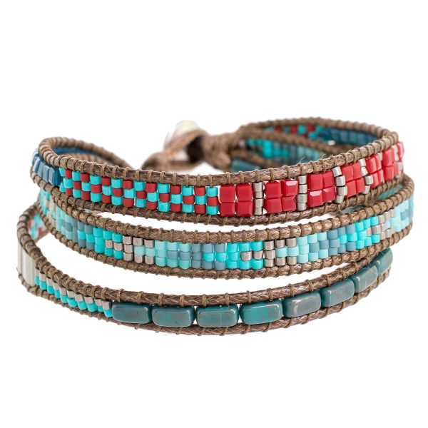 Atitlan Path Glass Beaded Wristband Bracelet Handcrafted in Guatemala Supply