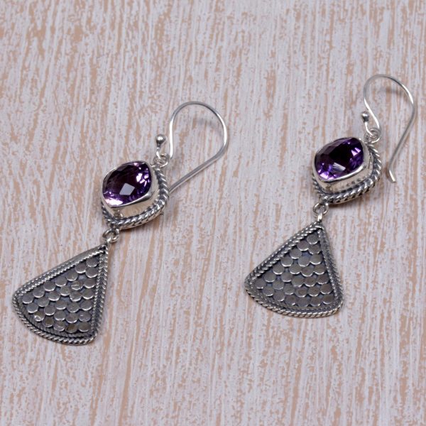 Ascending Beauty Amethyst and Sterling Silver Dangle Earrings from Indonesia Fashion