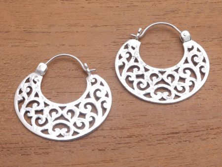 Beautiful Curves Openwork Sterling Silver Hoop Earrings from Bali Fashion