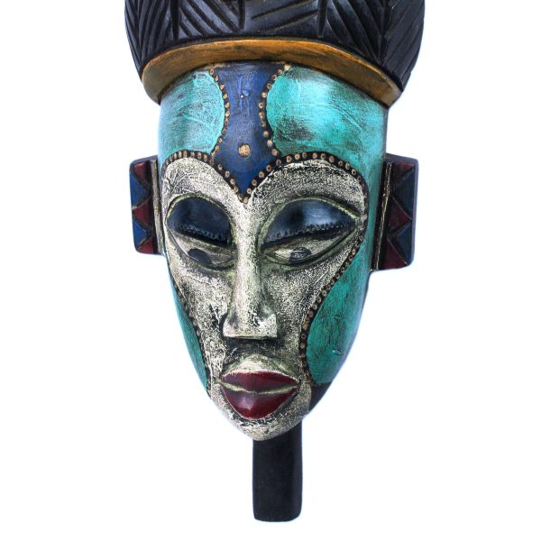 Benevolent Emiyi Handmade African Wood Mask in Blue from Ghana Online Sale