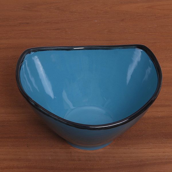 Blue Wave Handcrafted Blue Ceramic Bowl from Indonesia Online Hot Sale