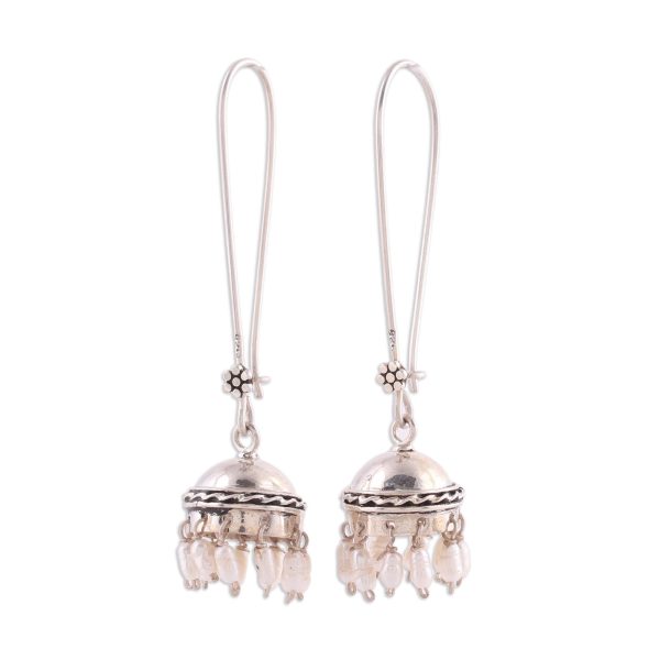 Beauty in Tradition Cultured Pearl and Sterling Silver Jhumki Dangle Earrings Cheap