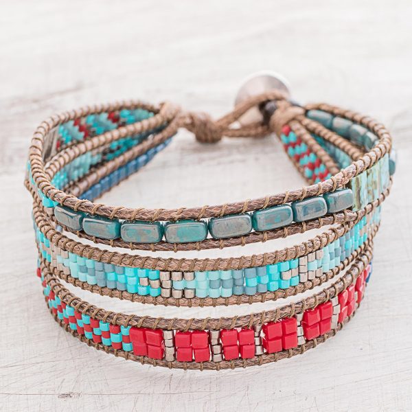 Atitlan Path Glass Beaded Wristband Bracelet Handcrafted in Guatemala Supply