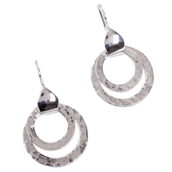 Abstract Rings Taxco Hammered Sterling Silver Dangle Earrings from Mexico Online Sale