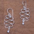 Bali Current Wavy Sterling Silver Dangle Earrings Crafted in Bali Online Hot Sale