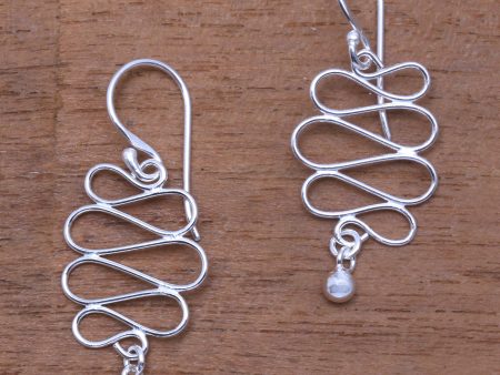 Bali Current Wavy Sterling Silver Dangle Earrings Crafted in Bali Online Hot Sale