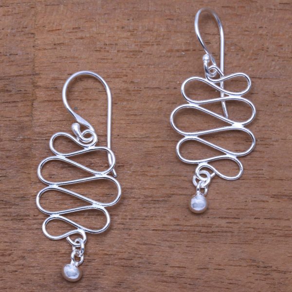 Bali Current Wavy Sterling Silver Dangle Earrings Crafted in Bali Online Hot Sale