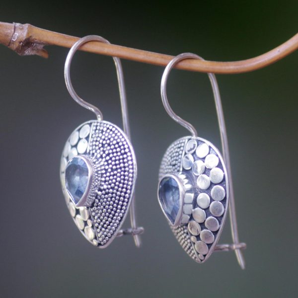 Azure Sincerity Balinese Fair Trade Silver and Blue Topaz Earrings Discount