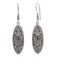 Asmat Shield Sterling Silver Oval Shape Dangle Earrings from Indonesia Cheap