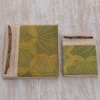 Autumn Spirit in Olive Handcrafted Pair of Rice Paper Notebooks from Indonesia Online Hot Sale