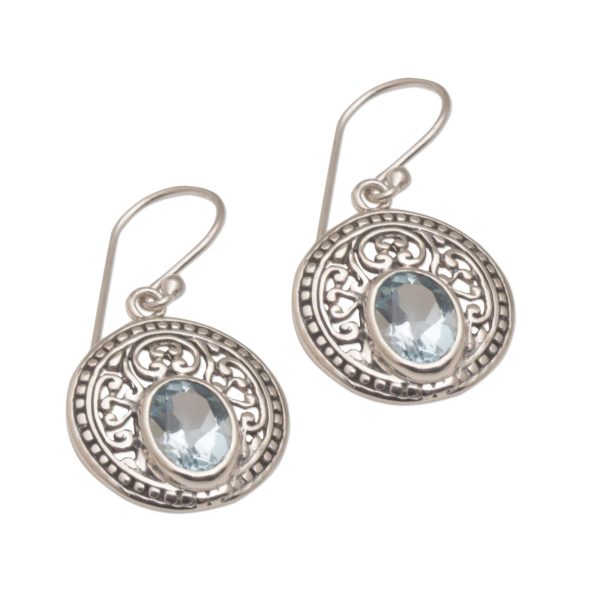 Aqua Pura Three Carat Blue Topaz and Sterling Silver Earrings For Sale