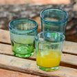 Aurora Tapatia Mexican Green Blue 8 oz Rocks Glasses Hand Blown Set of 6 Online