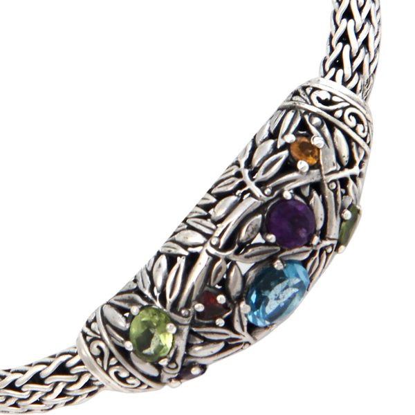 Bamboo Blossoms Blue topaz and peridot braided bracelet Sale