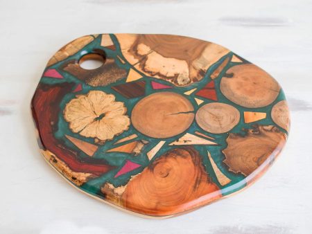 Woodlands in Green Resin-Covered Scrap Wood Trivet Cheap