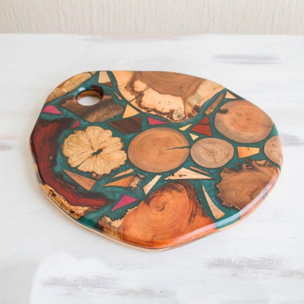 Woodlands in Green Resin-Covered Scrap Wood Trivet Cheap