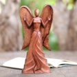 Angel in Heaven Hand Carved Suar Wood Angel Statuette For Sale