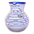 Blue Spiral Mexican Handblown Recycled Glass Blue Stripe Pitcher Online