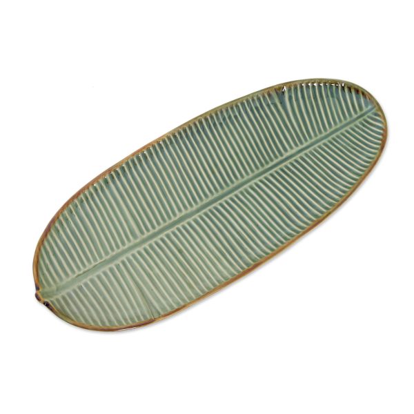 Banana Vibes Leaf-Shaped Ceramic Platter from Bali Online