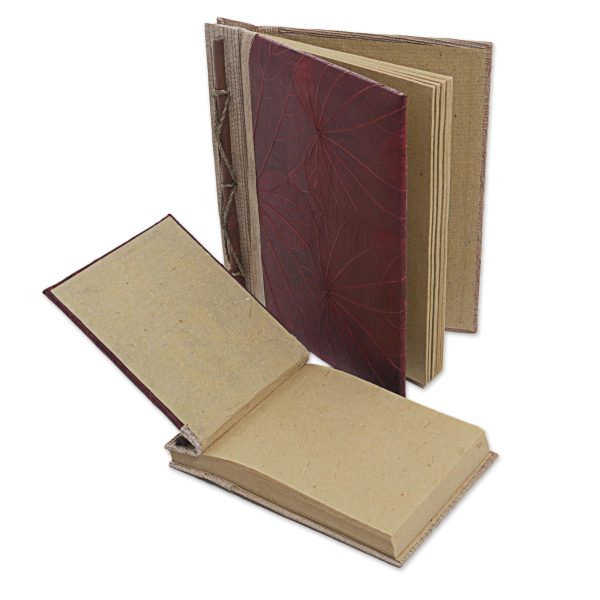 Autumn Spirit in Red Handcrafted Pair of Rice Paper Notebooks from Indonesia Cheap