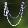 Blissful Woman in Grey Cultured Pearl Beaded Long Necklace in Grey from Thailand Online