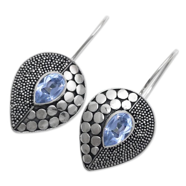 Azure Sincerity Balinese Fair Trade Silver and Blue Topaz Earrings Discount