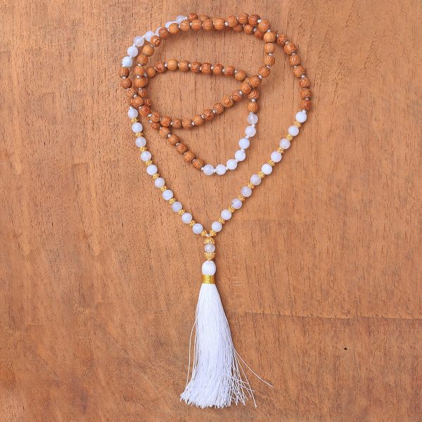 Batuan Harmony 22k Gold Plated Moonstone Beaded Necklace from Bali For Sale