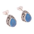 Blue Mist Blue Chalcedony Teardrop Stud Earrings from India Online Sale