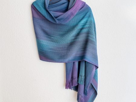 Blue Orchids Guatemalan Hand Woven Shawl in Blues and Orchids For Cheap