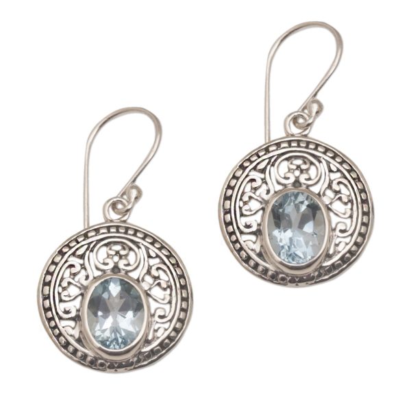 Aqua Pura Three Carat Blue Topaz and Sterling Silver Earrings For Sale