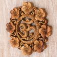 Blooming Om Suar Wood Wall Relief Panel Floral Om from Indonesia Cheap