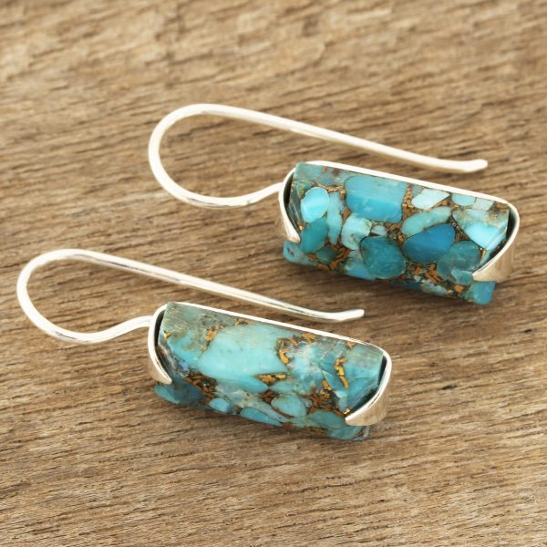 Beautiful Blue Composite Turquoise Drop Earrings from India Fashion