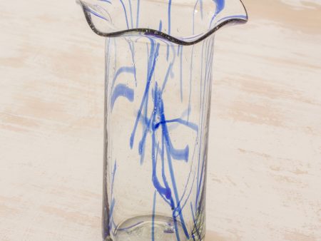 Blue Frost Hand-Blown Recycled Glass Vase from Guatemala Online Hot Sale