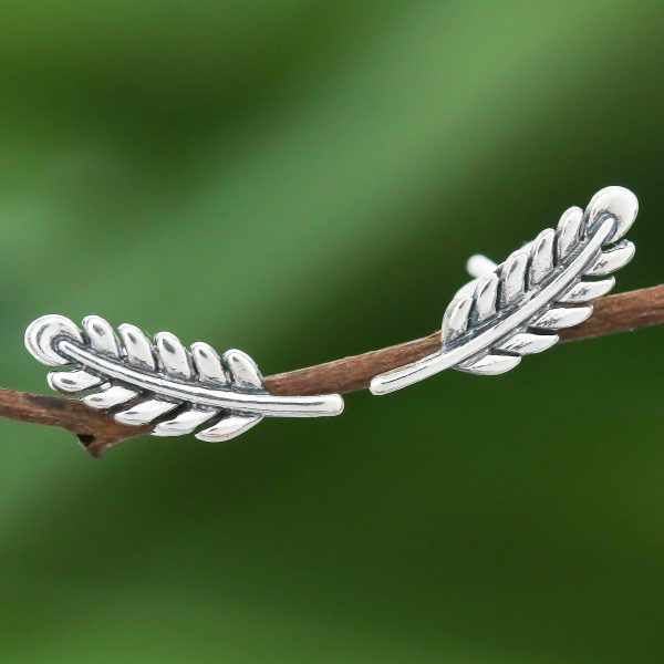 Adorable Leaves Leafy Sterling Silver Stud Earrings from Thailand Cheap